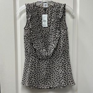 NWT CAbi Flutter Blouse Cheetah XS